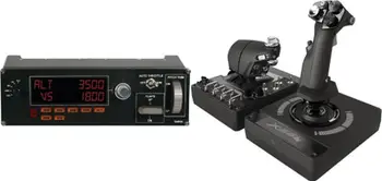 Set joystick Logitech G Saitek Pro Flight Multi Panel + G X56 Hotas, USB, për simulime fluturimi, i zi