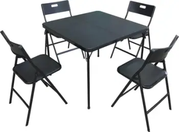 Set tavolinë kampingu Saska Garden, palosëse 86.5x86.5x71 cm, 4 karrige, i zi