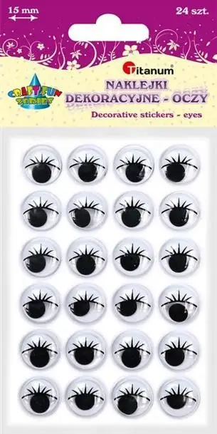 Ornamente dekorative Titanum Eyes With Eyelashes 340183, 15mm, 24 copë