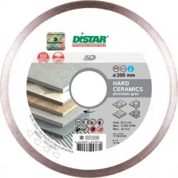 Disk diamant Distar Hard Cera 180mm, për qeramikë dhe gres, i argjendtë