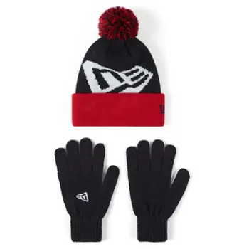 Set kapelë dhe doreza Era Youth, me pompon, 100% akrilik, blu navy