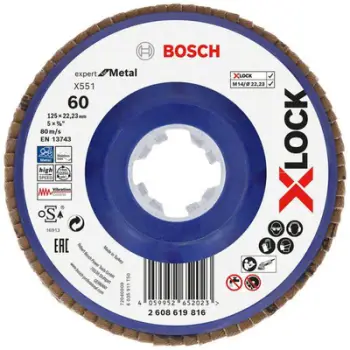 Disk flap Bosch X551 2608619816, 125mm, 22.23mm, për metal
