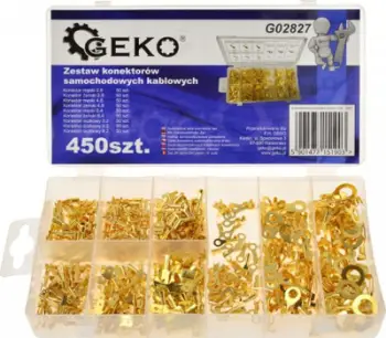 Set konektorësh kabllosh GEKO, 450 copë, për automjete dhe punëtori