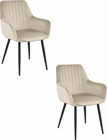 Set karrigesh SOLDEN Velvet, 2 copë, kadife bezhë, këmbë metalike të zeza