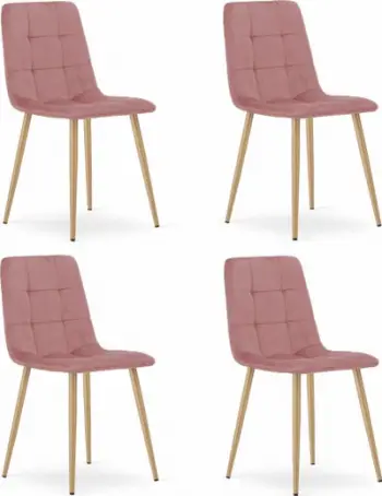Set karrigesh Venera Home Kara, kadife rozë, këmbë ngjyrë druri