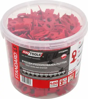 Set klipsa niveli për pllaka AWTools Tile Leveling System Standard, fugë 3.0 mm, për trashësi 7-15 mm, 400 copë