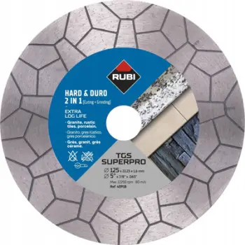 Disk diamanti Rubi TGS SuperPro, 125mm, prerje dhe bluarje porcelani, gri