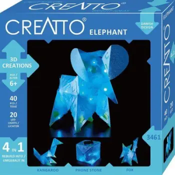 Set kreativ ndërtimi Thames and Kosmos Creatto Moonlight Elephant Safari, me drita LED, 6+