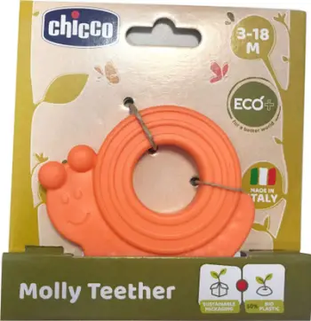 Unazë dhëmbëzimi Chicco ECO+ Snail, lodër për foshnje 3m+, shumëngjyrëshe