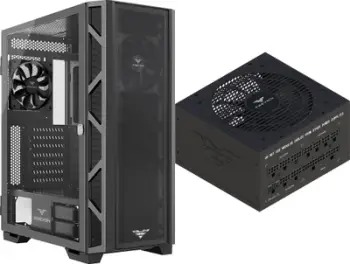 Set kasë kompjuteri PREYON Nest Meshy PRENM02B me furnizues EAGLE POWER GOLD 1000W, ATX, xham i temperuar, i zi