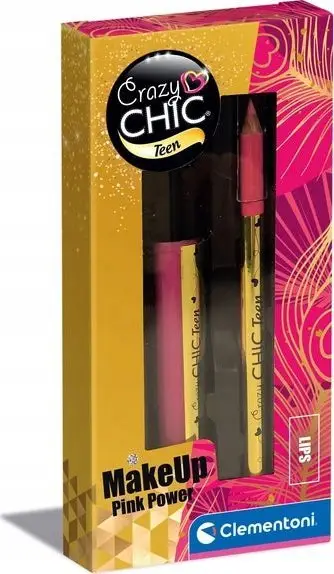 Set kozmetik për fëmijë Clementoni Crazy Chic Pink Flower, lip gloss dhe laps buzësh, rozë