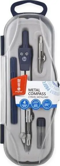 Set kompasi MemoBe School Compass 4 Elements, metalik, për vizatim gjeometrik
