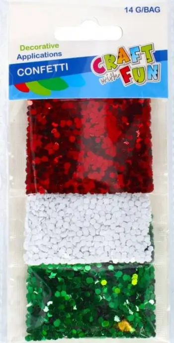 Set konfeti dekorative Craft with Fun Loose Confetti Mix, 14g, 3 copë, shumëngjyrëshe