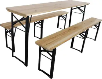 Set pikniku Saska Garden Wooden Bar, tavolinë druri, 2 banka, dru natyral