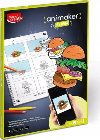 Set kreativ Maped Creativ Animaker Flash Pop, me libër ngjyrosje, me lapsa dhe aksesorë, multingjyrësh