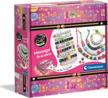 Set kreativ për byzylykë Clementoni Crazy Chic 18640, me mesazhe, për vajza