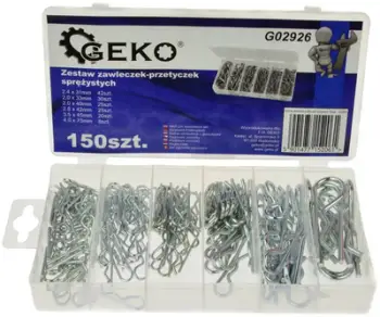 Set kunjash sigurie suste GEKO G02926, 150 copë, çelik i galvanizuar, argjendtë