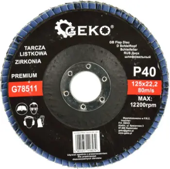 Disk lamelar GEKO 125mm, granulim P40, për metal