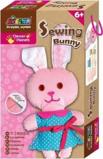 Set kreativ qepjeje Avenir Russell Sew a Rabbit, lodër lepur 23 cm, për fëmijë 6+