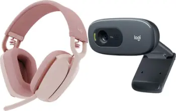 Set kufje dhe kamera web Logitech Zone Vibe 100 + C270, Bluetooth, HD 720p, gri