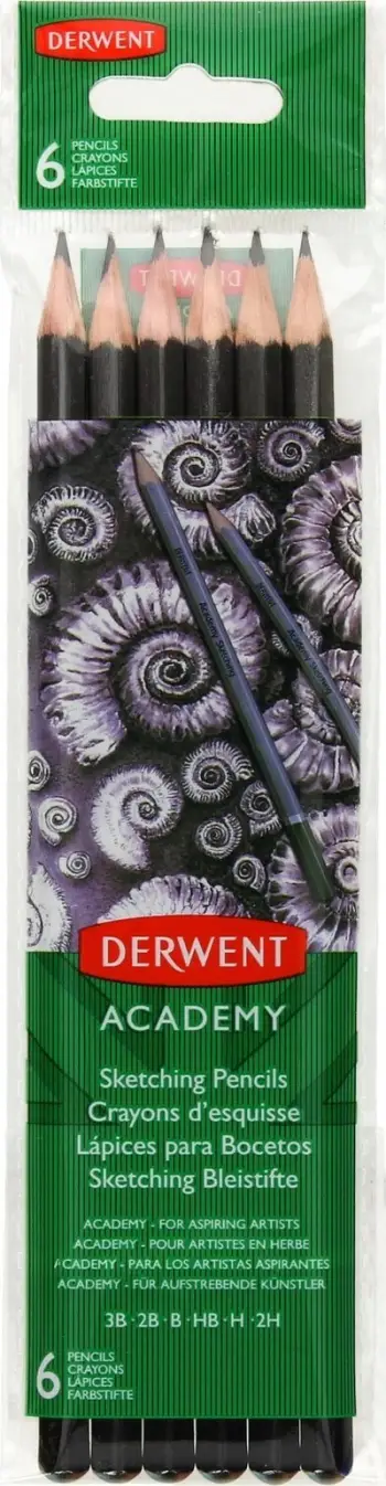 Set lapsash skicimi Derwent Academy Pencil Sketch, 6 copë, grafit i zi