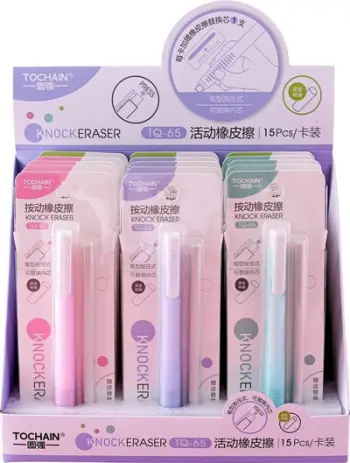 Gomë stilolaps Ochain Retractable Eraser in Pen, 120 x 6 mm, me rimbushe, ngjyra pastel
