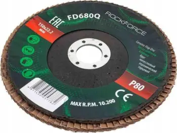 Disk lamelar bluarës ROCKFORCE 150x22.2, P80, për metal dhe dru