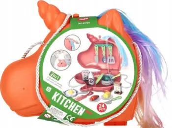 Set kuzhine lodër Mega Creative Kitchen With Accessories, me aksesorë, çantë unicorn, shumëngjyrëshe