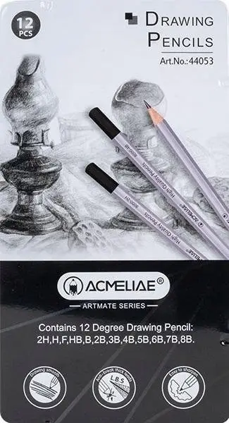 Set lapsa grafiti Acmeliae, 12 copë, 2H deri 8B, natyral