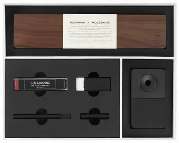Set lapsash dhe fletorësh Moleskine BLACKWING X M Atelier, edicion i kufizuar, i zi