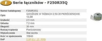 Gozhda Bostitch BOSF250R35Q, 2.5mm, 35mm, çelik - 1
