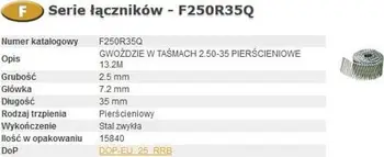 Gozhda Bostitch BOSF250R35Q, 2.5mm, 35mm, çelik