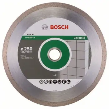 Disk prerës diamant Bosch Best for Ceramic 250mm, vrimë 25.4mm, i argjendtë