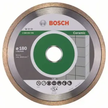 Disk prerës diamant për qeramikë Bosch Professional Ceramic, 180mm, vrimë qendrore 25.4mm, argjend