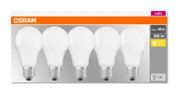 Set llamba LED Osram Base Classic A, E27, 8.5W 60W, 806 lm, dritë e ngrohtë 2700K
