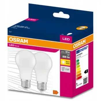 Set llamba LED Osram VALUE A60, 8.5W 806lm, E27, 2700K e bardhë e ngrohtë