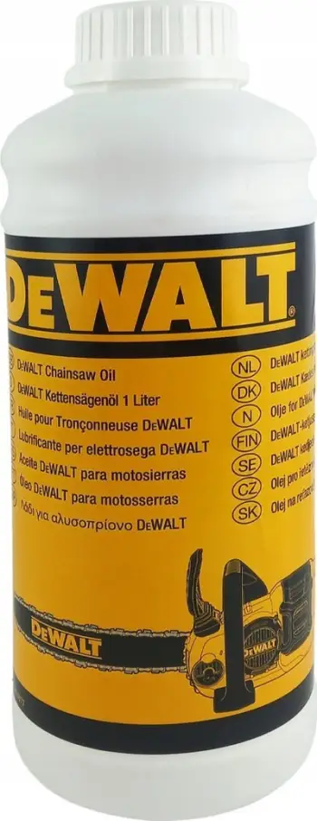Vaj për sharrë DeWalt Chainsaw Oil, 1L, linja Pro Landscaping, i verdhë