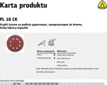 Disk për lëmim Klingspor, 125mm PL28CK gr.180 GLS5, vetë ngjitës, 8 vrima, 50 copë