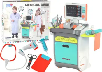 Set lodër doktori Leantoys Medical Trolley, me karrocë mjekësore, me EKG dhe X-ray, shumëngjyrësh