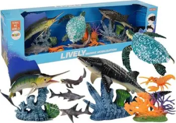 Set lodrash detare LeanToys Sea Animals, 10 figura, elemente lëvizëse, shumëngjyrësh
