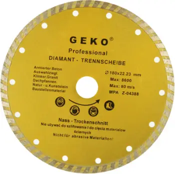Disk prerës diamant TURBO GEKO 180mm, 22.2mm, gri
