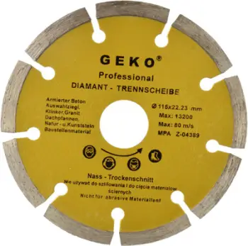 Disk prerës diamant i segmentuar GEKO, 115 mm, vrima 22.2 mm