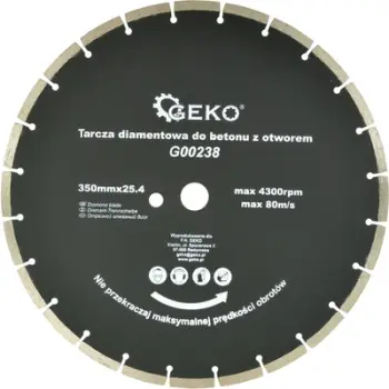 Disk prerës diamanti GEKO 350mm, për beton, hapje 25.4mm