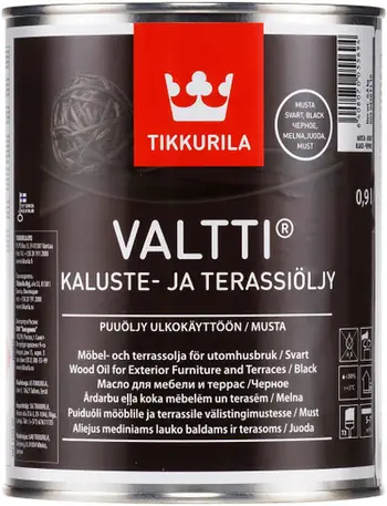 Vaj për dru Tikkurila Valtti Furniture and Decking Oil, për mobilie dhe terasa, 1L, i zi
