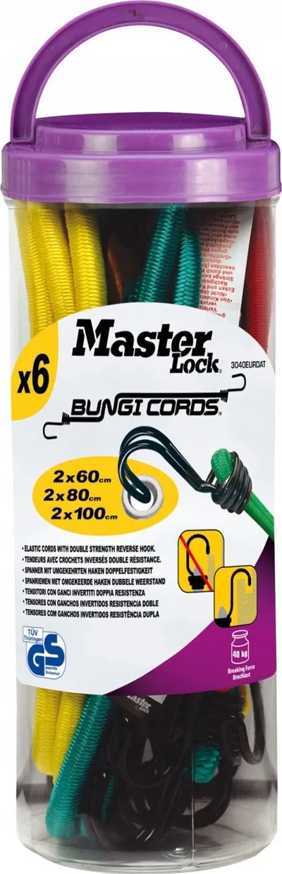 Set litarë elastikë Master Lock Bungee Jar, 6 copë, shumëngjyrësh - 5