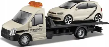 Set lodër BBurago Street Fire Transport Volkswagen Polo GTI, shkallë 1:43, metal die cast, shumëngjyrësh