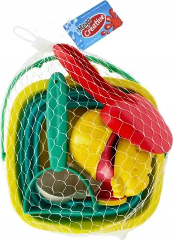 Set lodër rëre Mega Creative 490968, kovë me aksesorë, plastikë dhe silikon, shumëngjyrësh