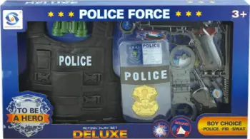 Set lodër policie me jelek, aksesorë policie, shumëngjyrësh