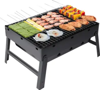Grill qymyri portabël Elitehoff, i palosshëm, për udhëtim, i zi