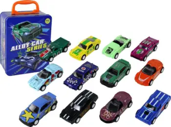 Set lodrash me vetura Leantoys Vehicle Set With Drive, 12 copë, metal, shumëngjyrësh